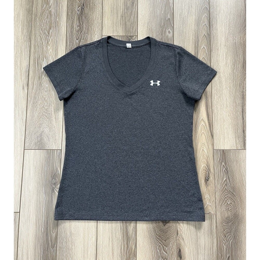 Under Armour Gray Women's Sz M UA Tech Solid V-Neck Short-Sleeve T-Shirt